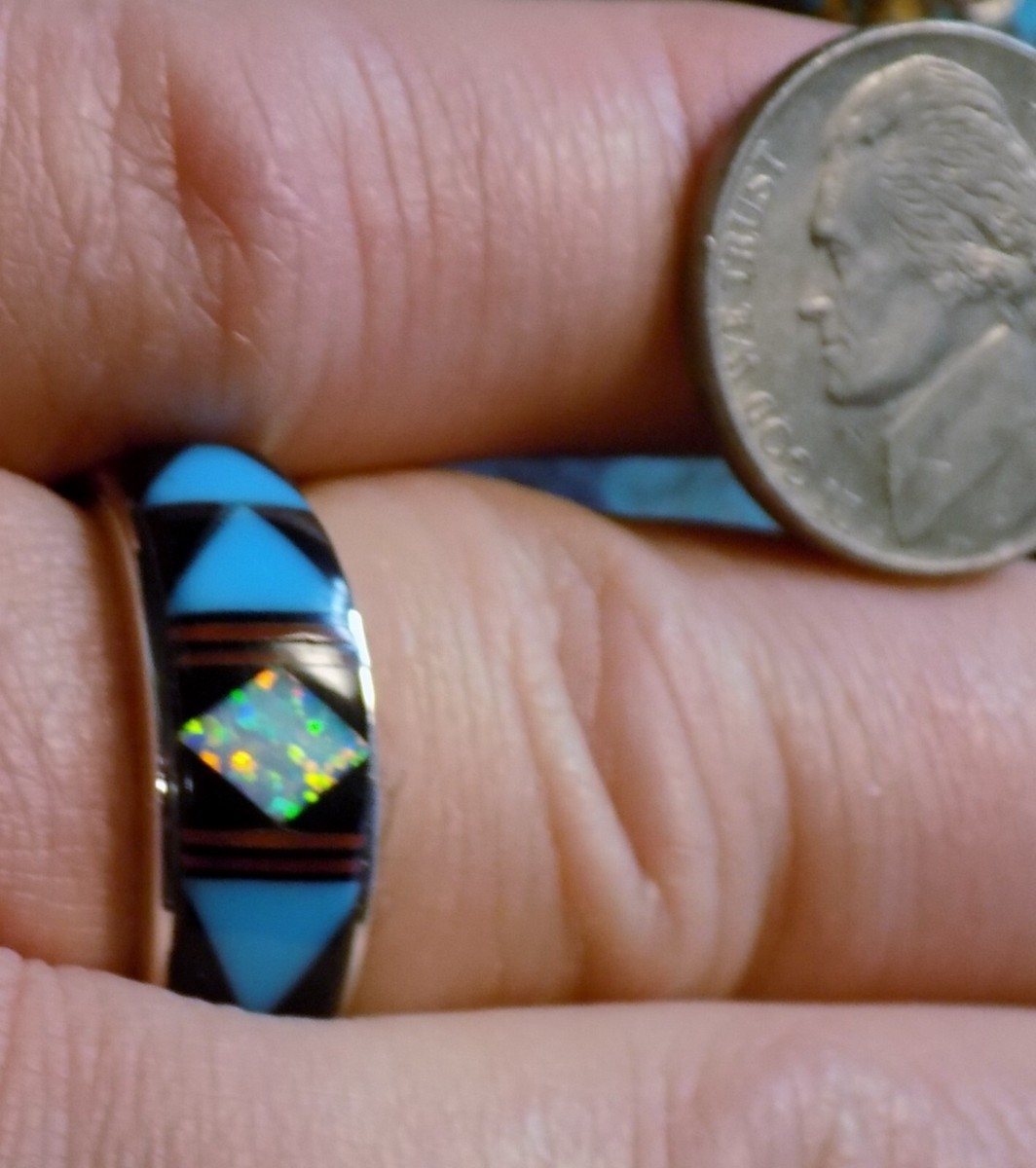 Superb Vintage Native American Zuni Inlay Pipestone Mother Of Pearl Sterling Silver Ring Superb Vintage Native American Zuni Inlay Pipestone Mother Of Pearl Sterling Silver Ring