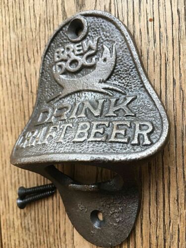 Vintage style cast iron Brew Dog bottle opener Drink craft beer wall mounted