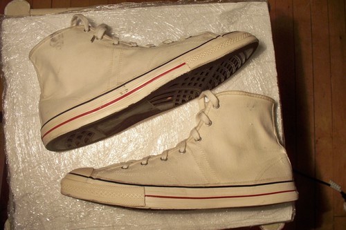 Vintage Jeepers Made in USA weiß Canvas Hi Top Basketballschuhe Herren Größe 15 M - Bild 11 von 12