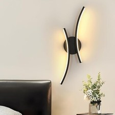 Modern Long LED Strip Wall Lamp Double Curve Light Decor Warm White BOX O/D