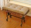 cast iron vanity stool piano bench button tufted seat french victorian beige