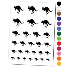 Leaping Red Kangaroo Silhouette Australian Marsupial Temporary Tattoo Set