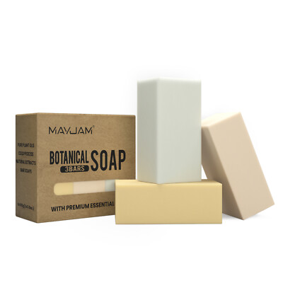 MAYJAM Herbal Soap Bars with Lemongrass, Tea Tree & Roman Chamomile 3-Pack 3.5oz