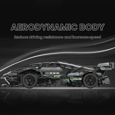 Bausteine Technical Race Super Sportwagen Block Set schwarz V12 Lamborghini