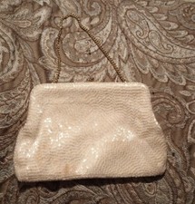White Beaded Purse Handmade In Japan Vintage