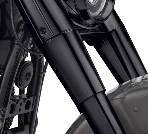 Genuine, Harley Davidson, FAT BOY M-8, 2018 Up, GLOSS BLACK ,FORK SLIDER COVERS. - Picture 6 of 14