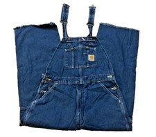 Carhartt Denim Blue Jean Mens Overalls Carpenter Workwear Bib Size 34