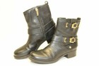 Biker Boots, Marc Fisher Women's Size 6 M Vienna Leather Short Zip Moto Harness
