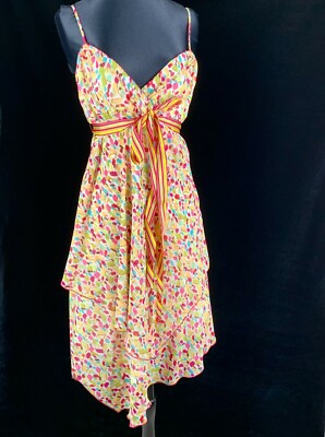 ABS Allen Schwartz Sundress Dress sz 8 Spaghetti High Low Hemline Spring Break 