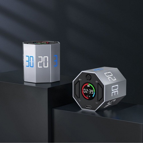 Digital Cube Timer Square Study Kitchen Eight-sided Visual Magnetic Timer Alarm - Picture 2 of 5