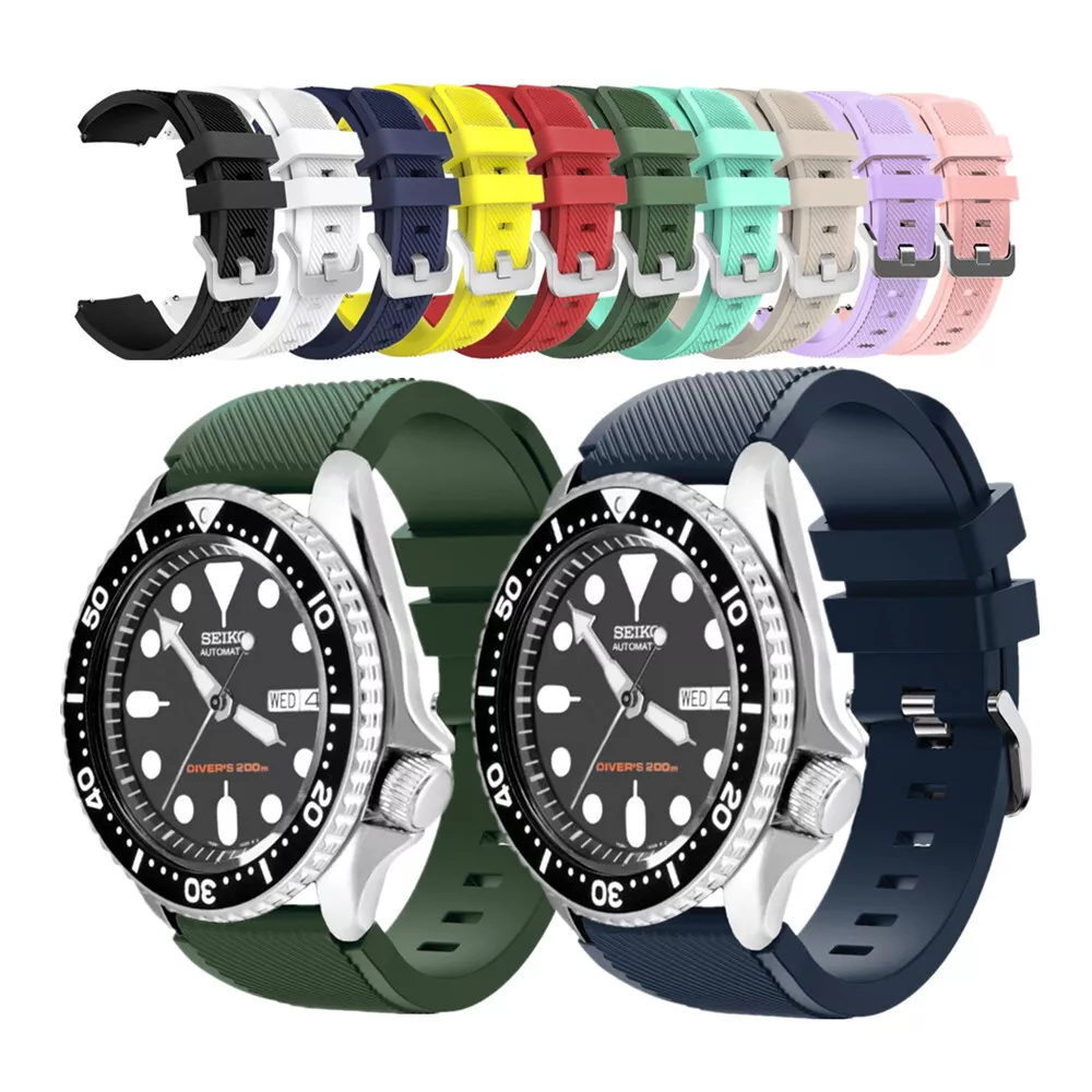 22mm Watch Band For Seiko Diver s Watch Soft Rugged Silicone Quick