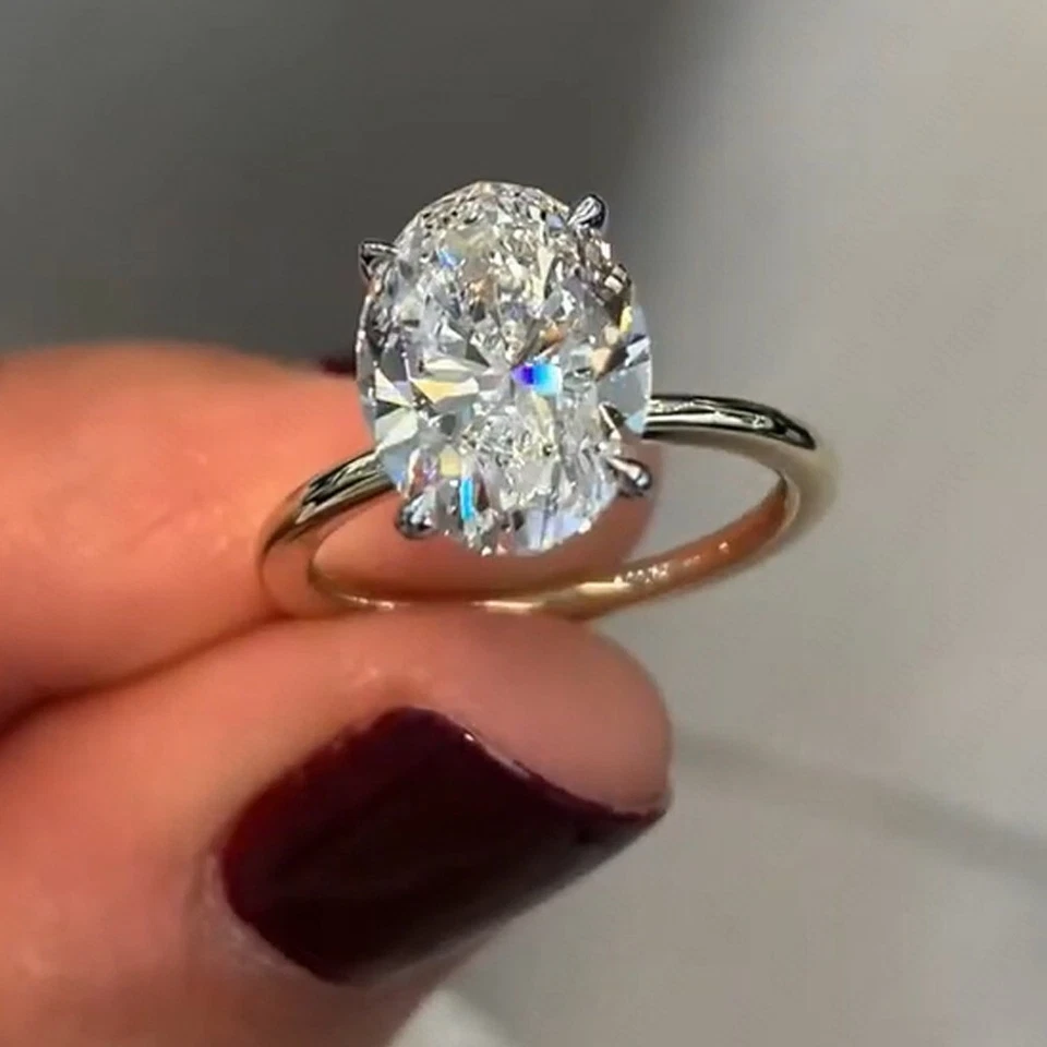 3.00Ct F VS1 Oval Cut Lab Grown Diamond Engagement Ring Solid 14K Two-Tone Gold - Image 2 of 4