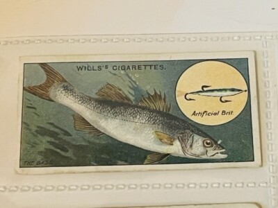 WD HO Wills Cigarettes Tobacco Trading Card 1910 Fish Bait Lure Bass #35  vtg sea