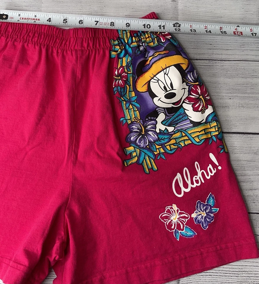 Mickey Unlimited Girls Size Small Mickey & Mini Mouse Aloha Hawaii Pink Shorts - Image 3 of 4