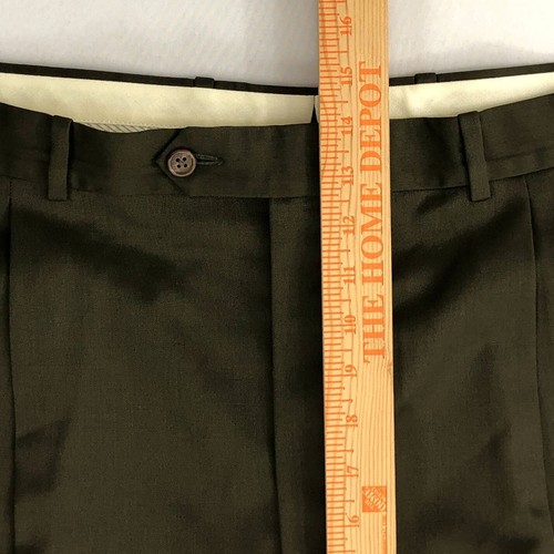 Jb Britches Mens Dress Pants Green Pockets 100% Wool Pleated Button USA 42x30.5 - Picture 5 of 9