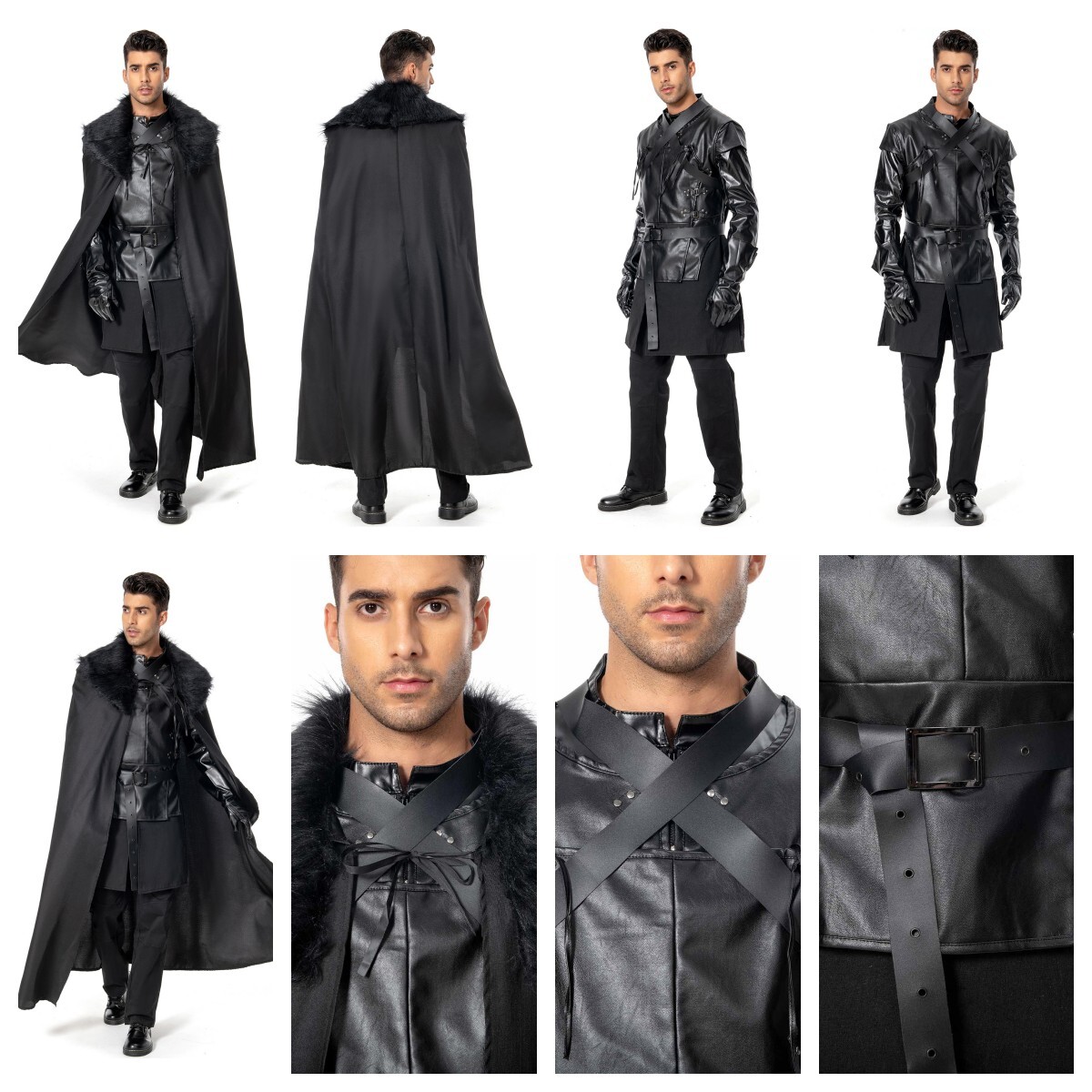 Game of Thrones Night's Watch Jon Snow Cosplay Costume Halloween Black  Outfits