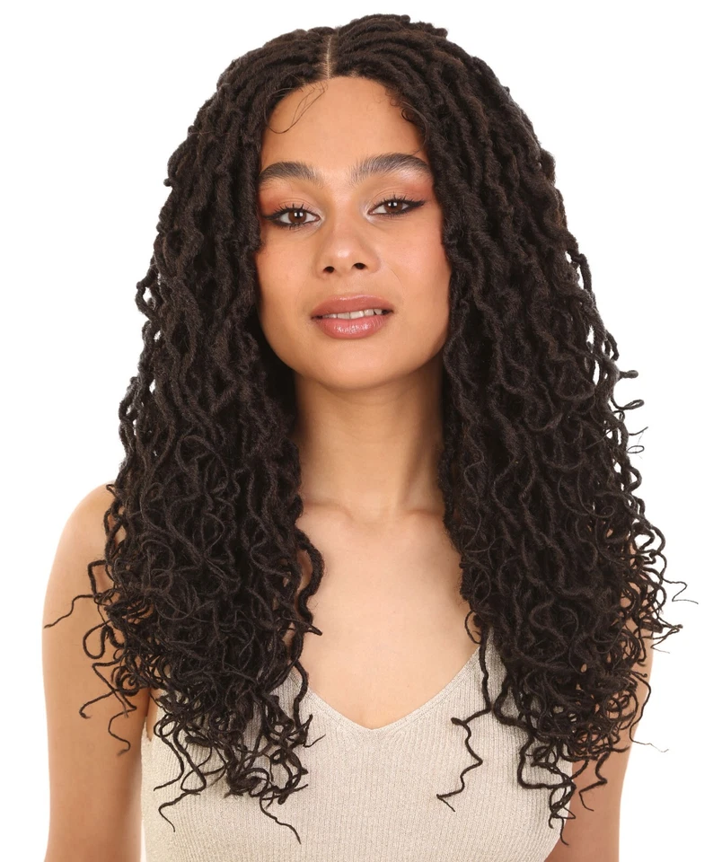 LUXLUXE Diamond Curly Locs 23" Long 4X4 Hand Tied Lace Braided Wig,BLB-0143 - Image 3 of 4