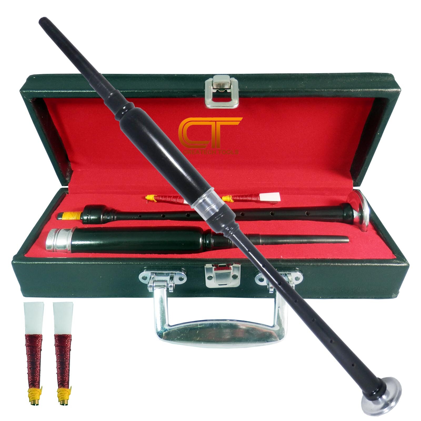 Scottish Highland BagPipe Practice Chanter, Carrying Case & Reeds by CT