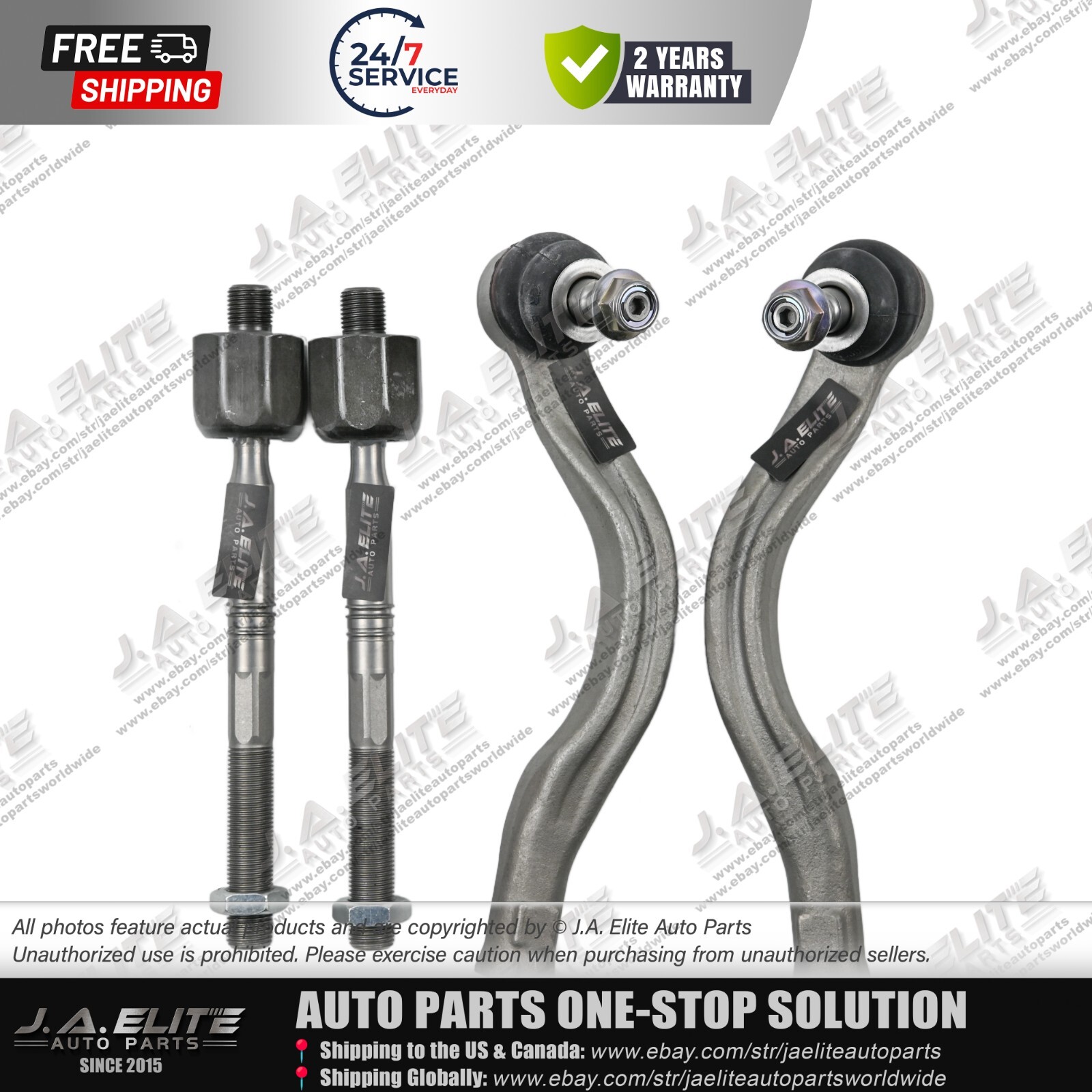 4pcs Inner & Outer Tie Rod End for Maserati Quattroporte, Electronic Steering