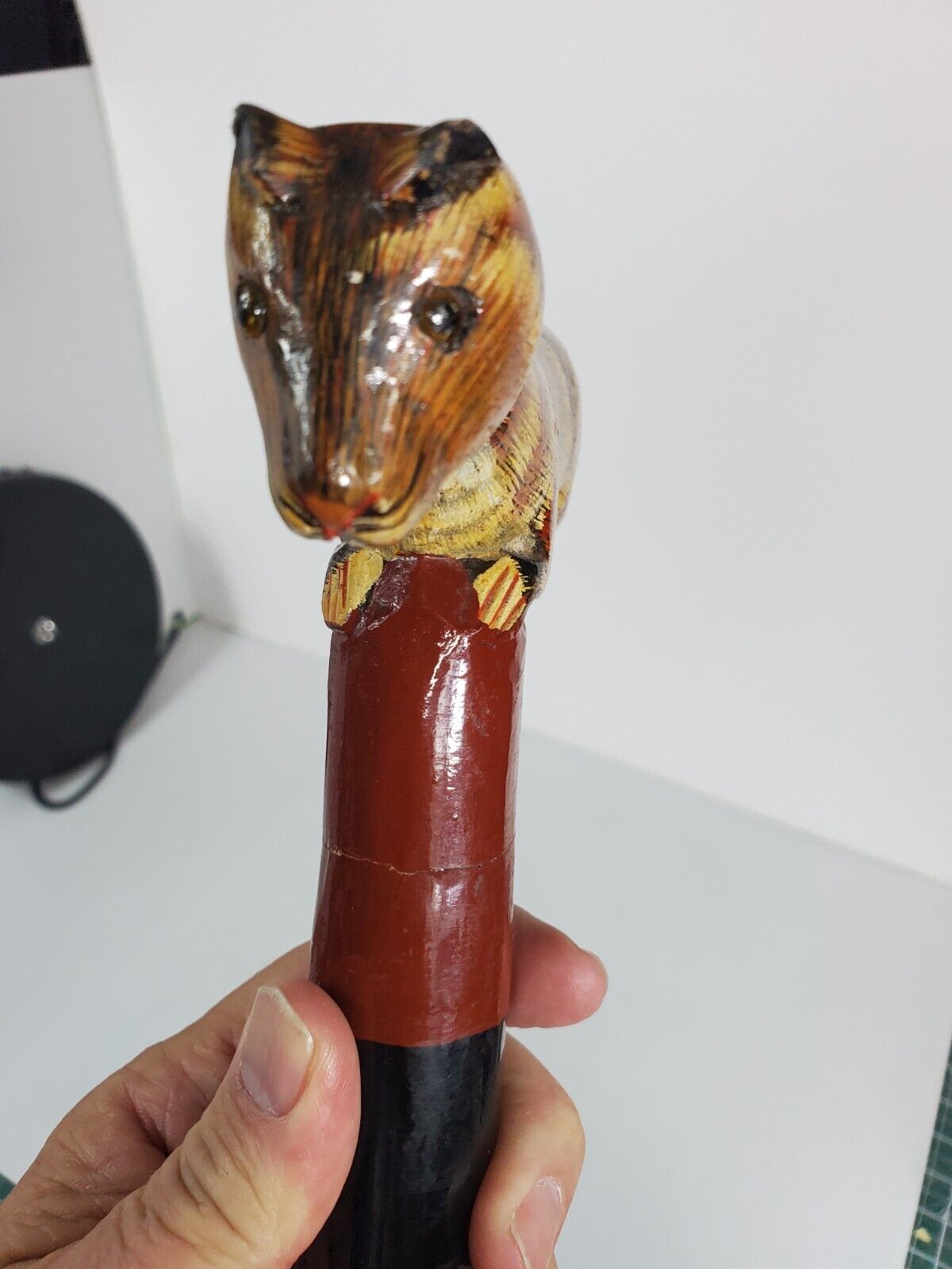 Carved Wood Handcrafted Tiger Cane Walking Stick - image 10