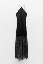 Stunning ZARA Slip Dress Size Small Color Black with slip underneath