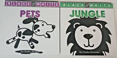 2 Baby Black & White Little Birdie Board Book Jungle & Pets New Charles Reasoner
