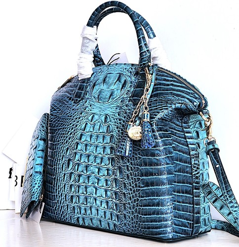 🌹Borsa a tracolla Brahmin Duxbury Dome bottiglia blu ombreggiata borsa in pelle + portafoglio + nappa nuova con etichette - Foto 11 di 11