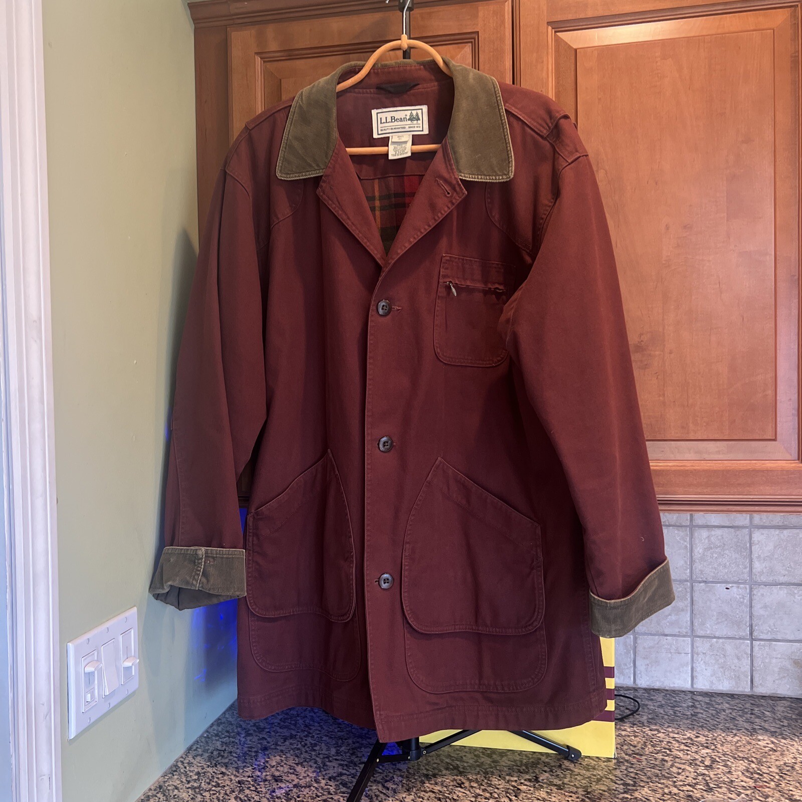 Vintage L.L Bean Men's Original Field Coat Cotton Lined Size XLT Red