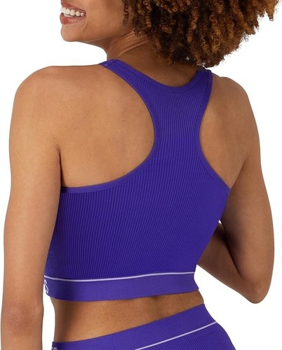 Hanes Originals Women's Ribbed Cropped Seamless Bra MHB007 Purple - Picture 15 of 16