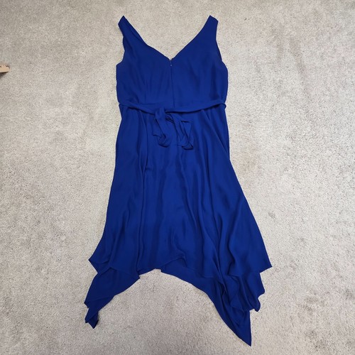BCBGMAXAZRIA Jessica Blue Sleeveless Asymmetrical Ruffle Dress Sz 12 NEW - Picture 11 of 13