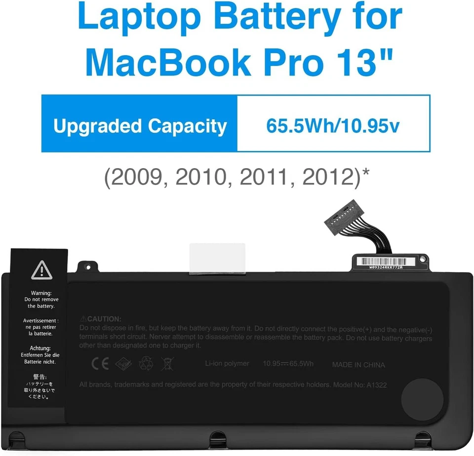 Laptop Battery Compatible with Mac Book Pro 13 Inch A1322 A1278 (Mid 2009, Mid 2 - Image 2 of 4