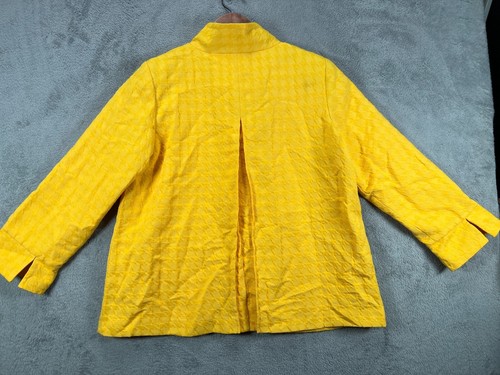 Linea Louis Dell Olio Coat Womens Medium Jacket Yellow HoundsTooth Texture Swing - Picture 8 of 19