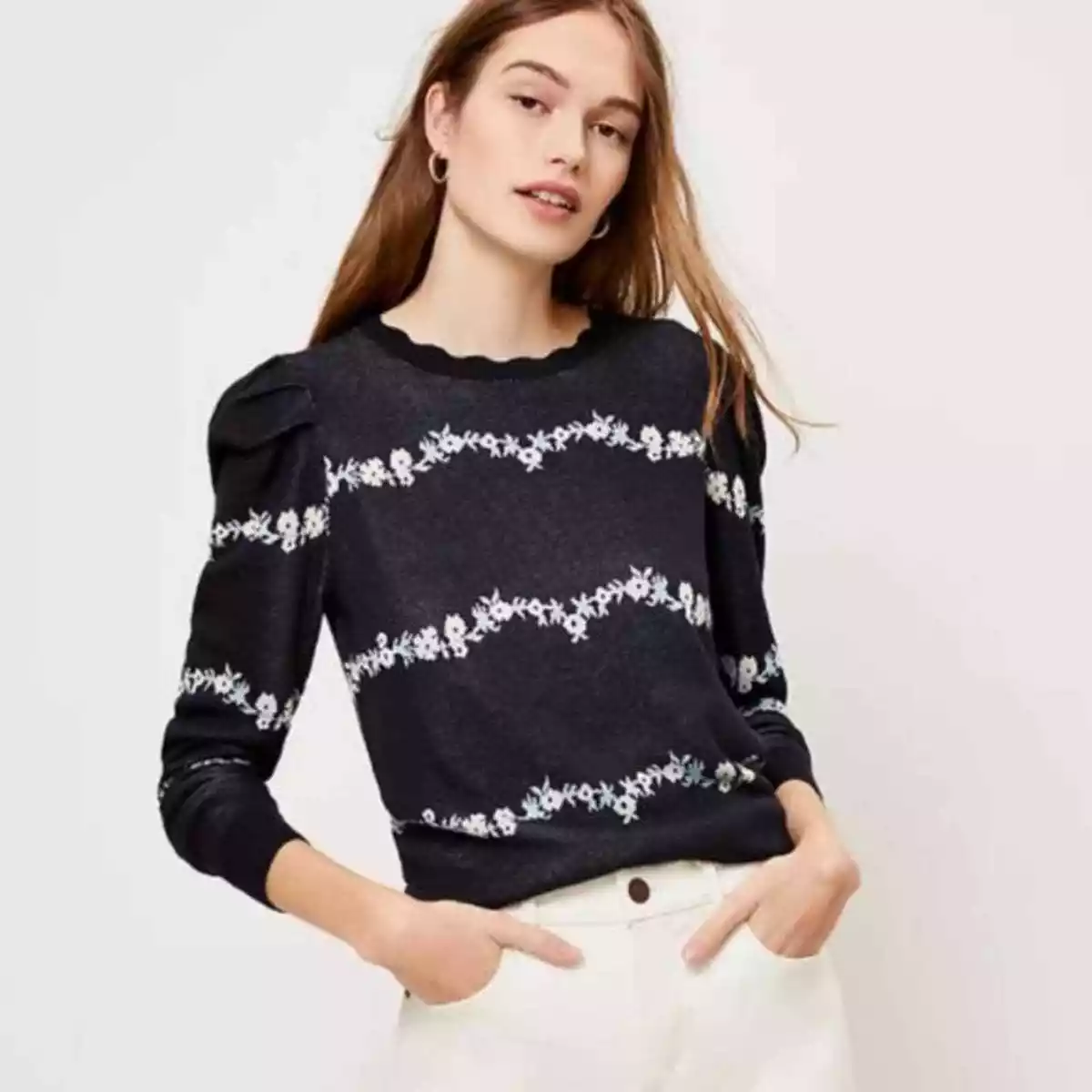 Loft puff sleeve best sale sweater