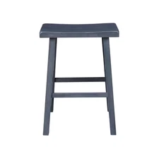 Saddle Seat Heather Gray Solid Wood Stool - 24 In.