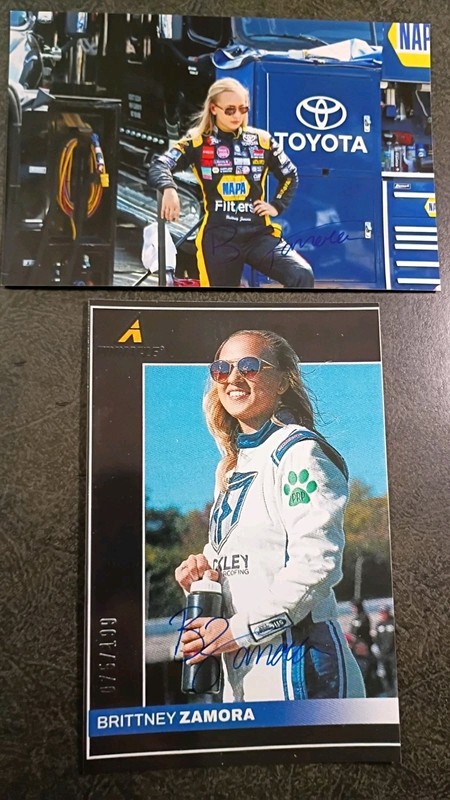 BRITTNEY ZAMORA 2 Hand Signed Autograph 4X6 Photo S - BEAUTIFUL RACE CAR DRIVER