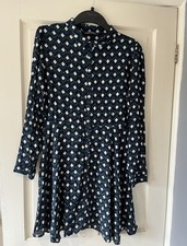 Zara Women Premium Dark Blue&Green Geometric Shirt Dress Size UK 14 EU L