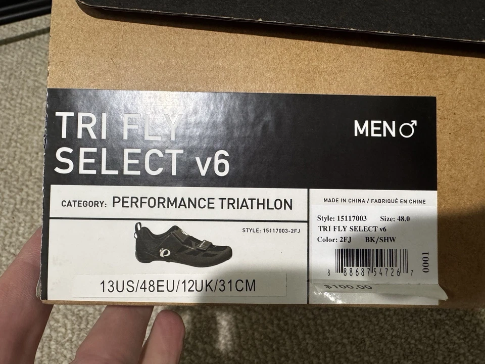 Zapatos de triatlón Pearl Izumi Tri Fly Select V6 - NUEVOS - Talla 13 (48) - Negros Foto 2 de 4