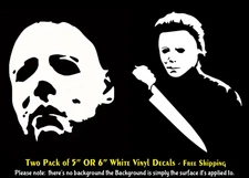 Michael Myers Halloween Two White Vinyl Decals Car Truck Window Aby Flat Surface
