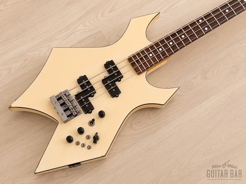 1985 B.C. Rich NJ Series Warlock Bass White Nikki Sixx w/ Active Electronics