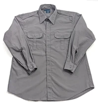 Propper Grey Safari Style Long Sleeve Shirt Ripstop Fabric Size Large
