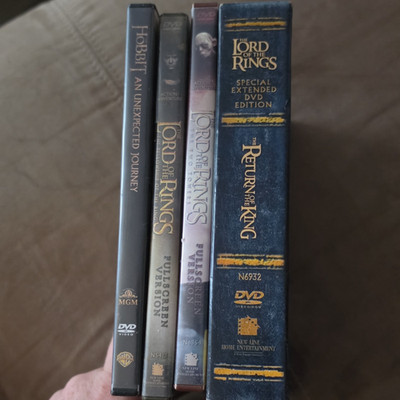 Peter Jackson LOTR Trilogy + The Hobbit DVD Lot Full/Widescreen Special Ext