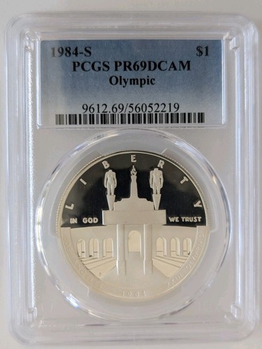 1984-S Olympic Silver Commemorative Dollar PCGS PR69 - Picture 2 of 4