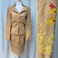 Christian Lacroix Paris blazer skirt wool tan set
