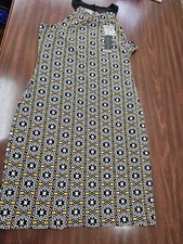 Worthington Womens Dress L NWT Black Yellow Geometric Shirt Sleeveless Career