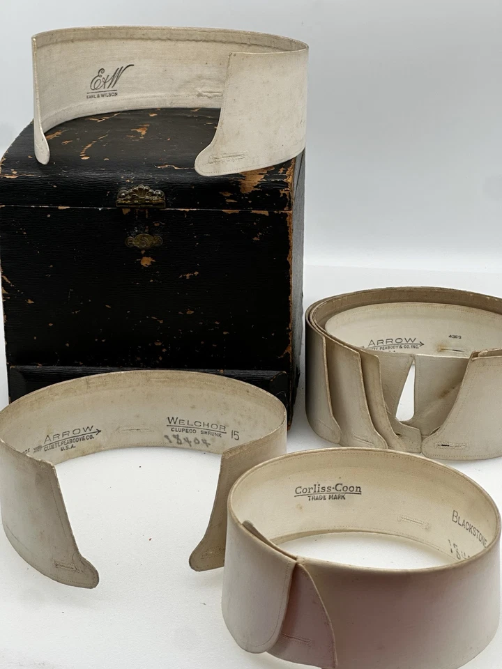 Antigua caja victoriana para hombre con 7 collares de camisa Foto 2 de 4