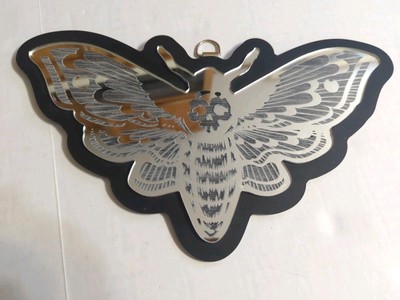 Moth Shaped Hanging Mirror On Wood 11x6