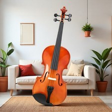 3/4 Size Beginner Acoustic Violin Set - Shoulder Rest, Strings, Gloss Natural