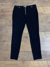 Versace Jeans Women's Black Slim Fit Trousers Front Zip Buckle Detail IT48 US12