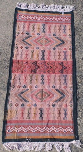 Vintage Traditional Oriental Turkish Multicolor Wool Kilim Rug Carpet 118x58 cm