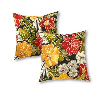New Best Set of 2 Outdoor Throw Pillows 17 x Inch Reversible Square Patio Accent